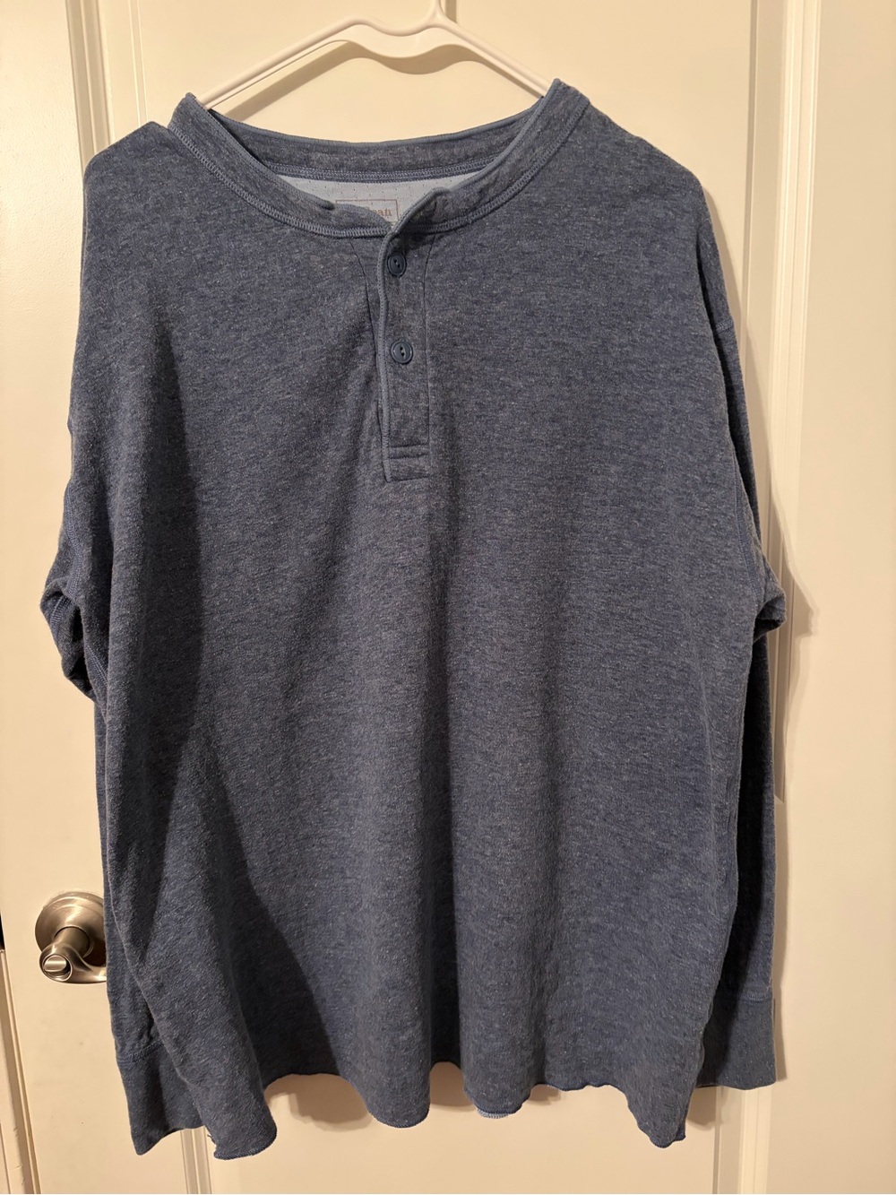 L.L. Bean Men's Heathered Blue Henley Button-Down Shirt